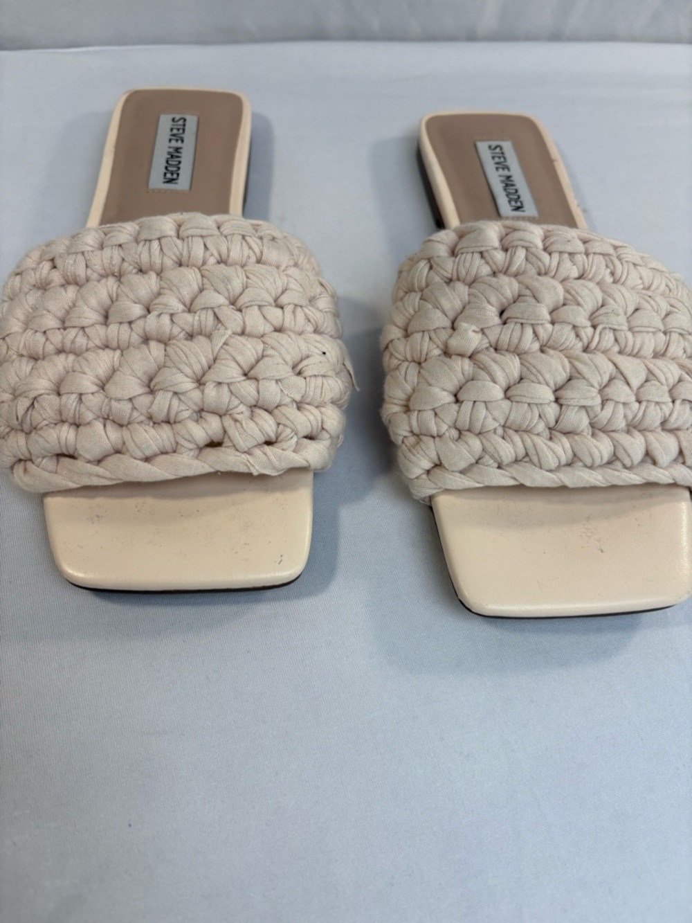 Steve Madden Cream Braided Slide Mules